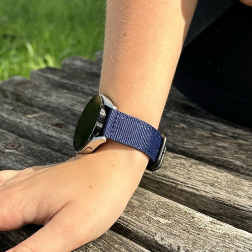 Fossil Gen 4 Explorist (HR) nylon gesp band (blauw)
