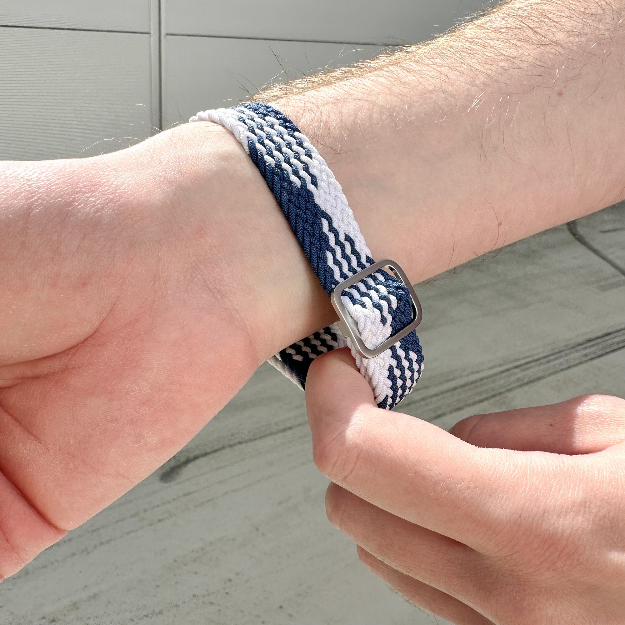 Amazfit Active verstelbaar geweven bandje (blauw/wit)