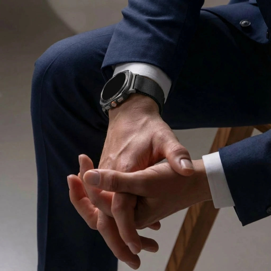 Bandz Samsung Galaxy Watch Ultra Milanese loop band (zwart)