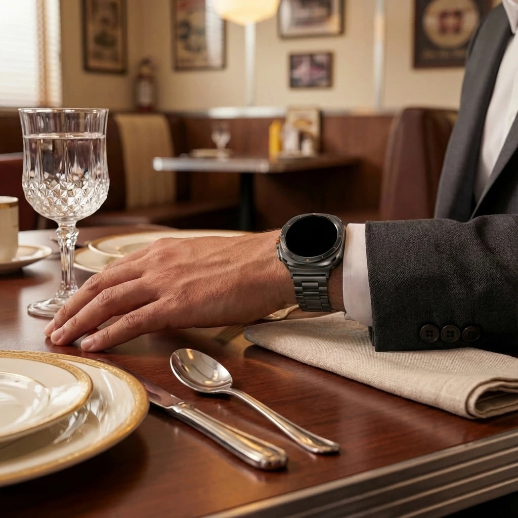 Bandz Samsung Galaxy Watch Ultra stalen band 'Classic' (zwart)