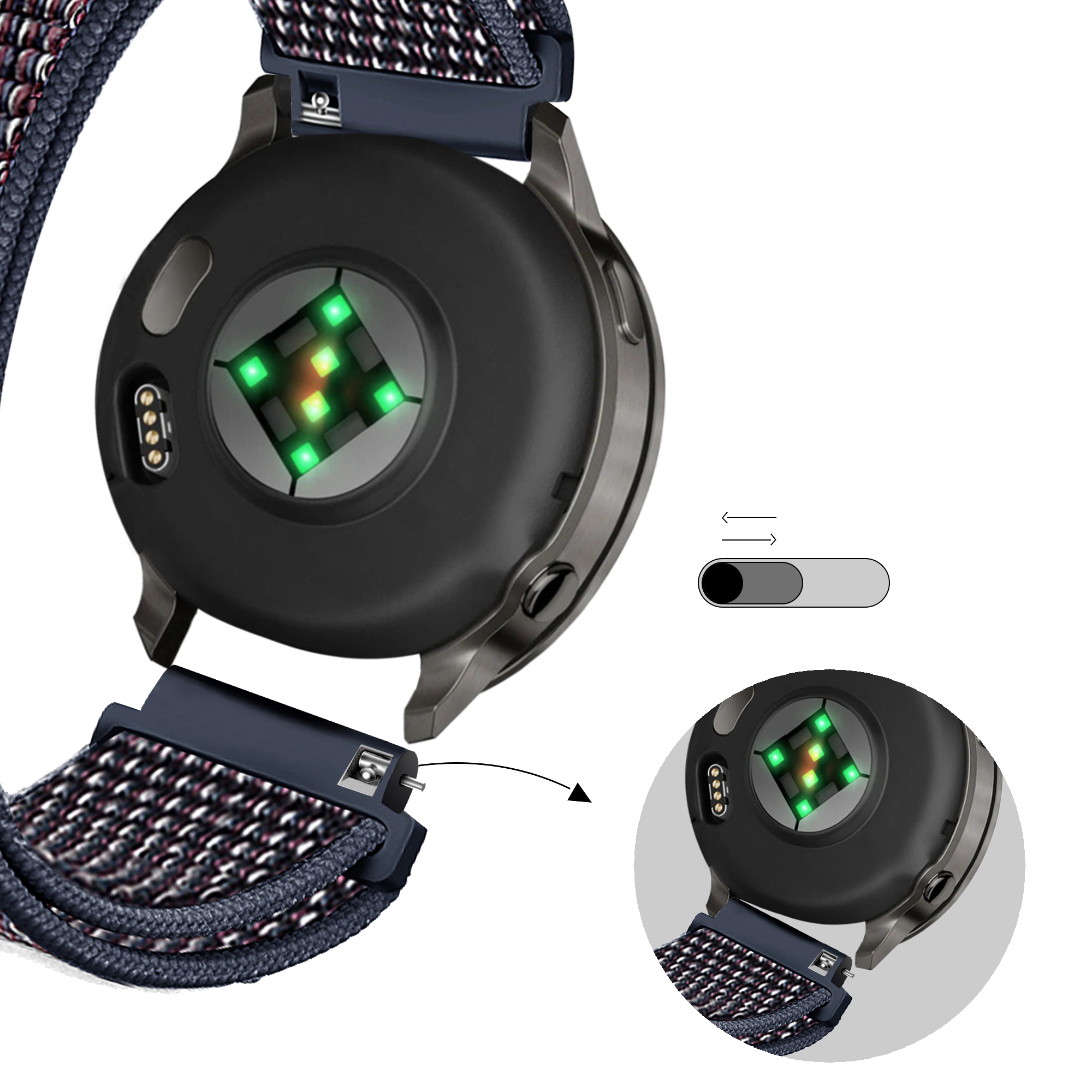 Bandz Garmin D2 Air X15 nylon loop band (indigo blauw)