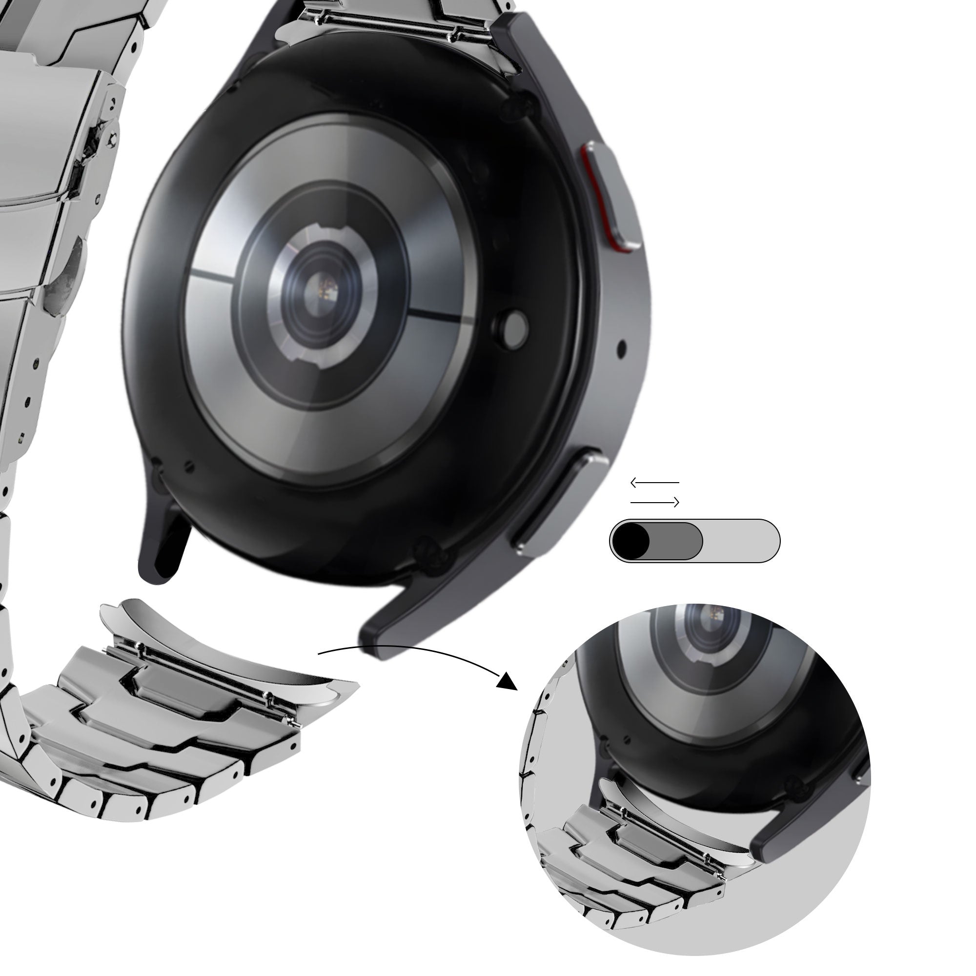 Bandz Samsung Galaxy Watch FE stalen band 'Iron' (zilver)