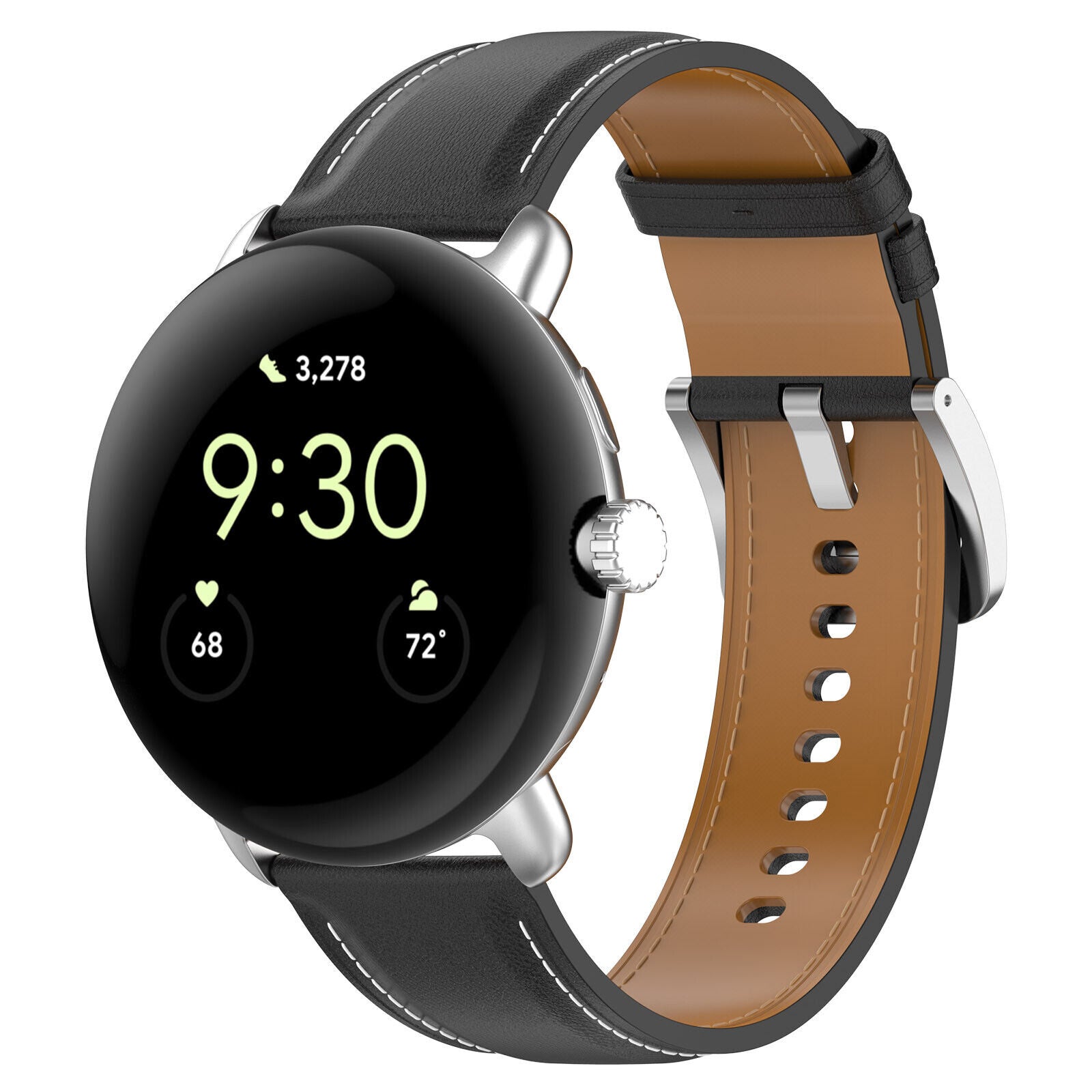 Google Pixel Watch 4 - 41mm leren bandje (zwart)