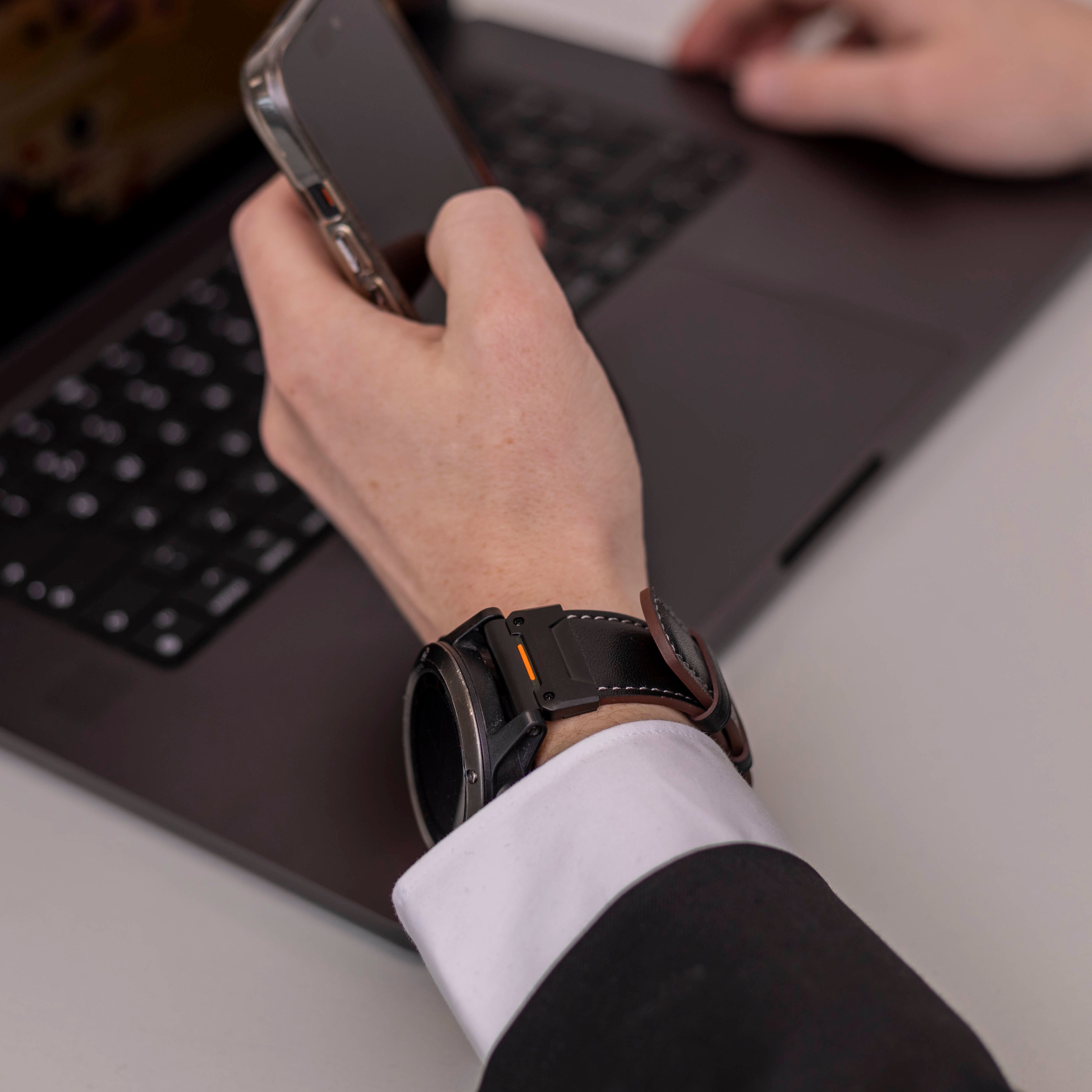 Garmin Fenix 5x / 6x genuine leren bandje (zwart)