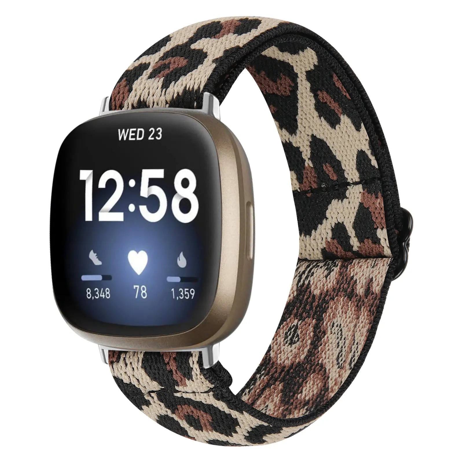 Fitbit Versa 4 elastisch bandje (luipaard)