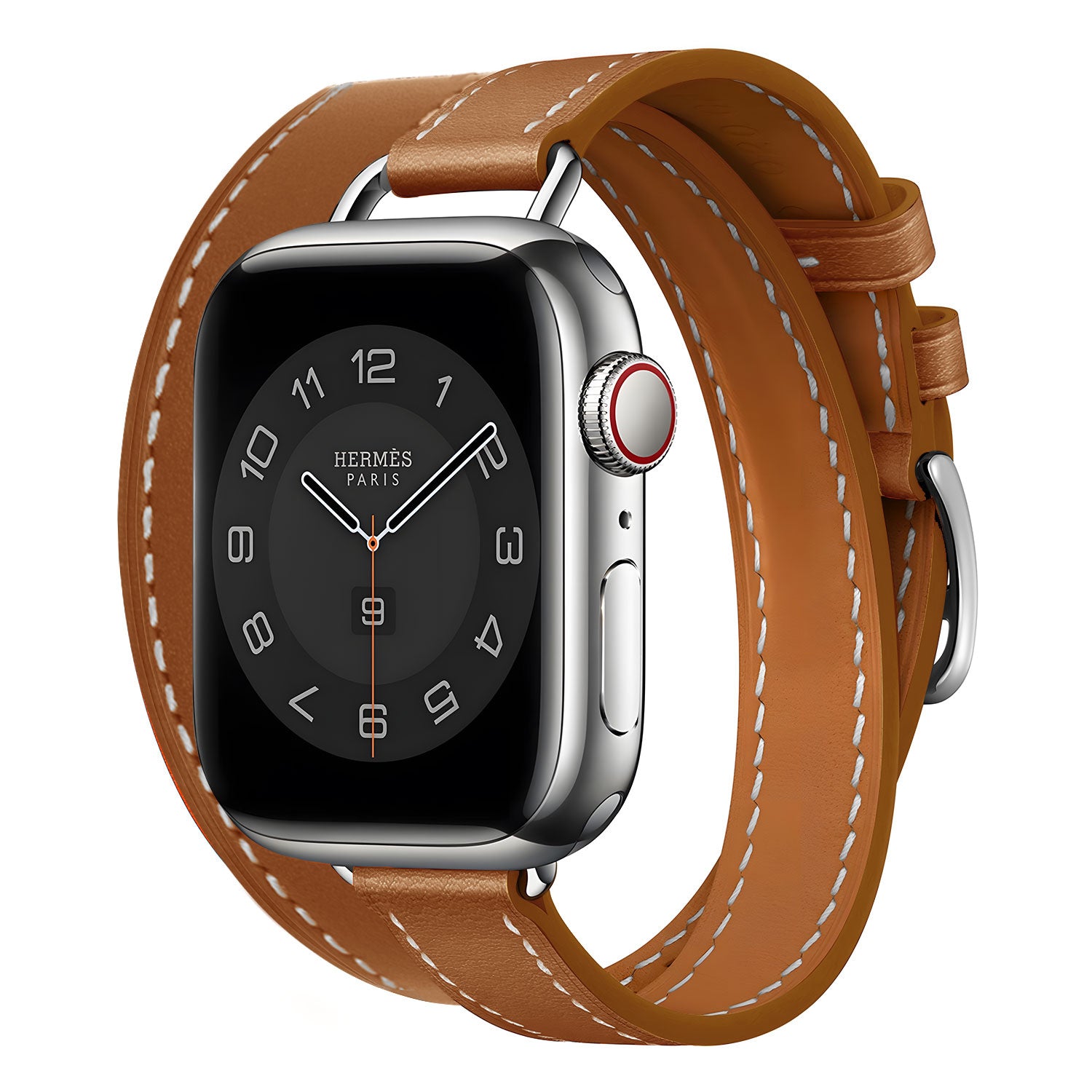 Apple Watch leren double tour band (lichtbruin)