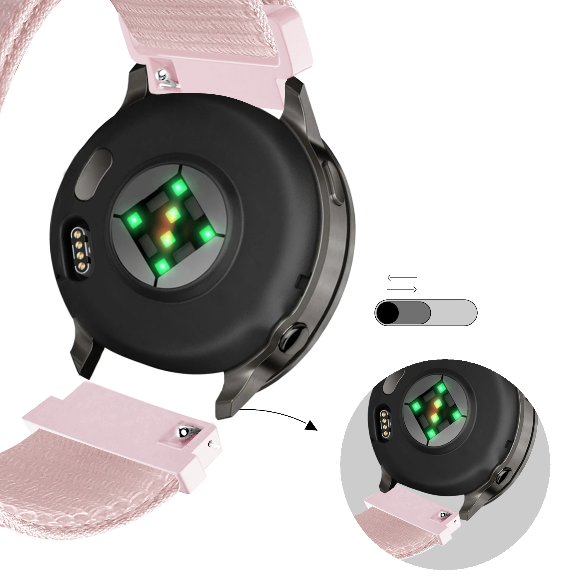 Bandz Garmin Forerunner 55 Nylon Loop Strap (Light Pink)