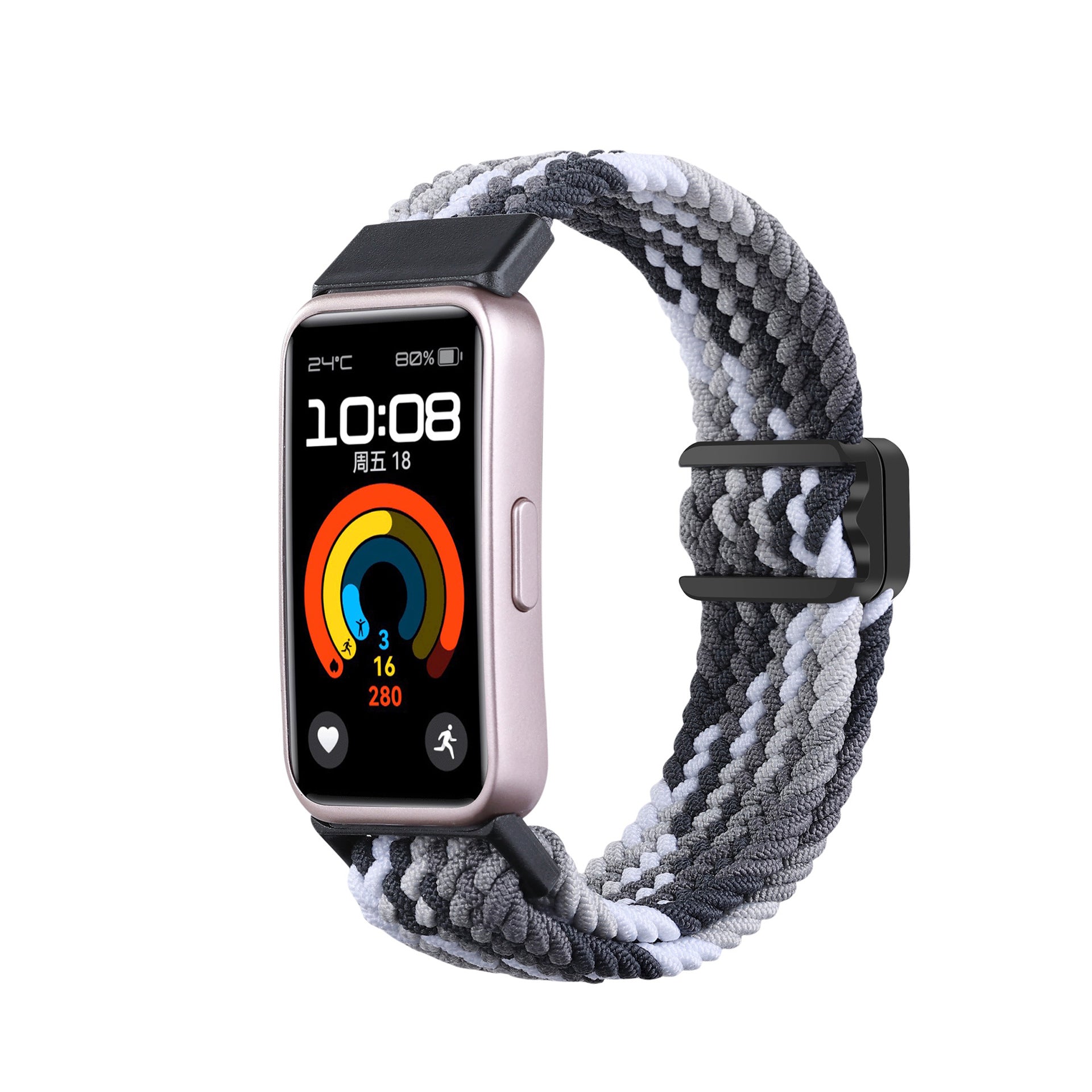 Huawei Band 8 gevlochten bandje (mandala zwart)