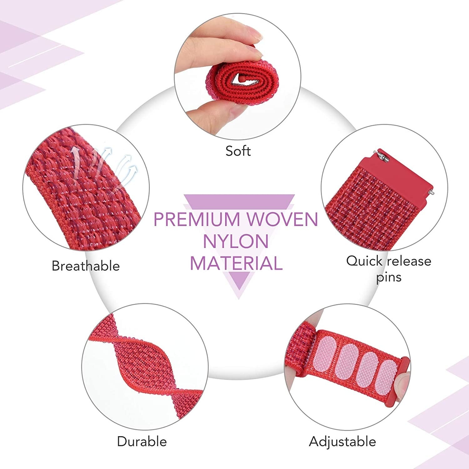 Withings Steel HR - 40mm nylon bandje (donkerrood)