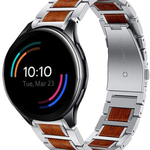 oneplus-watch-stalen-houten-band-zilver