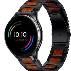oneplus-watch-stalen-houten-band-zwart