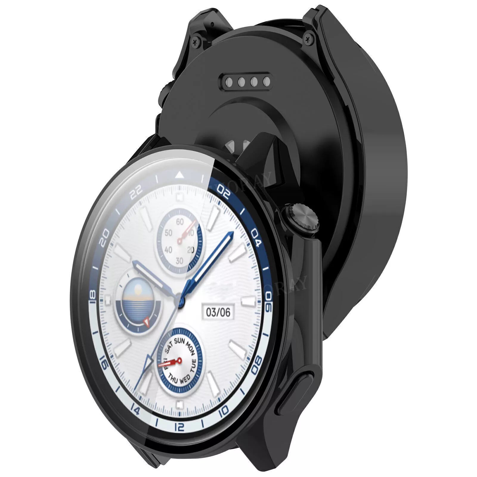 OnePlus Watch 2 PC case met glas (zwart)