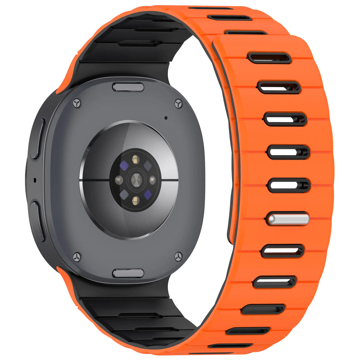 Samsung Galaxy Watch 8 - 40mm Magnetic Silicone Strap (Orange/Black)