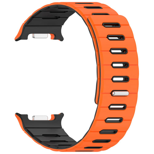 Samsung Galaxy Watch 8 - 44mm Magnetic Silicone Strap (Orange/Black)