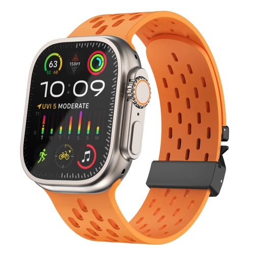 Apple Watch siliconen air bandje met P-Buckle (oranje)