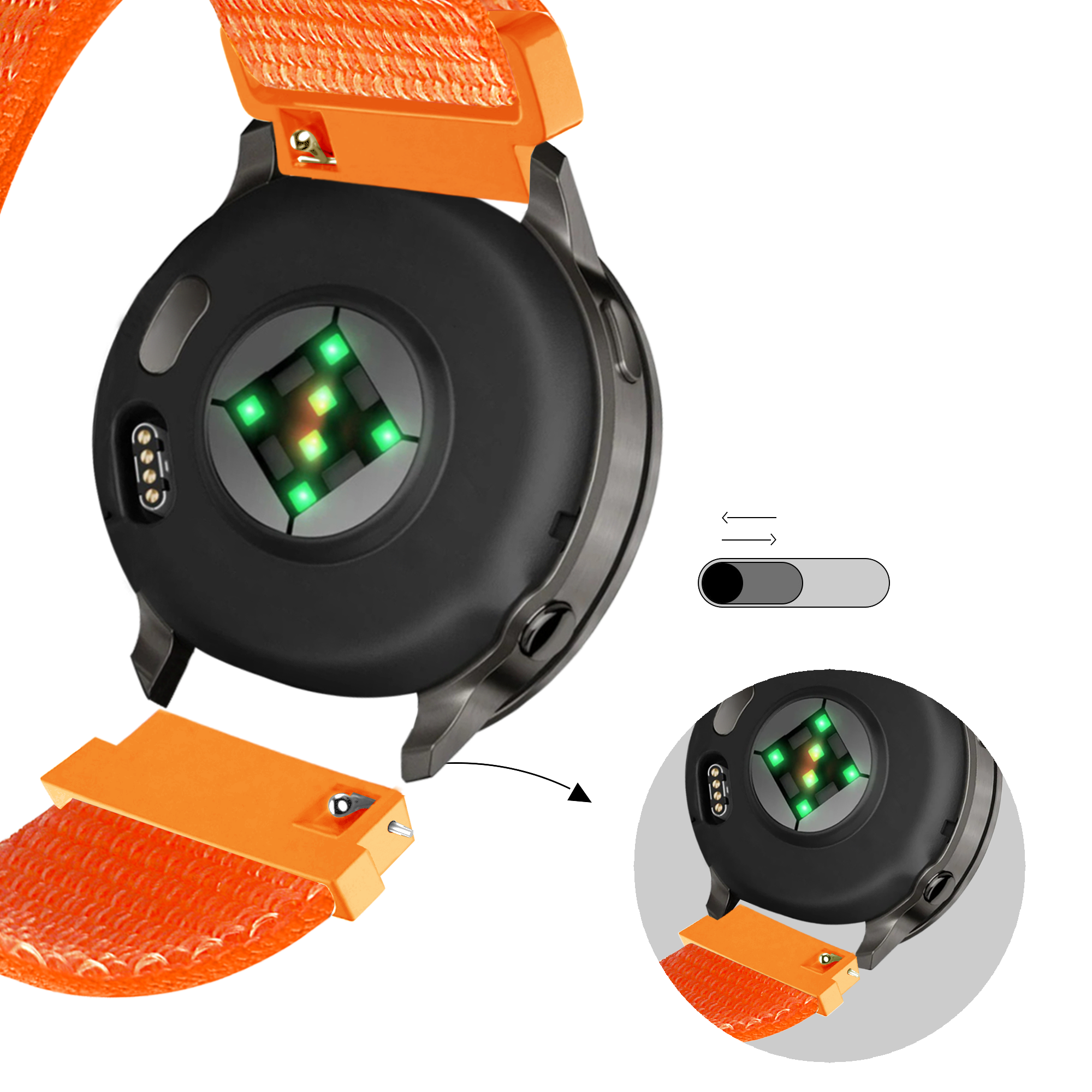Bandz Garmin Venu 2 nylon loop band (oranje)