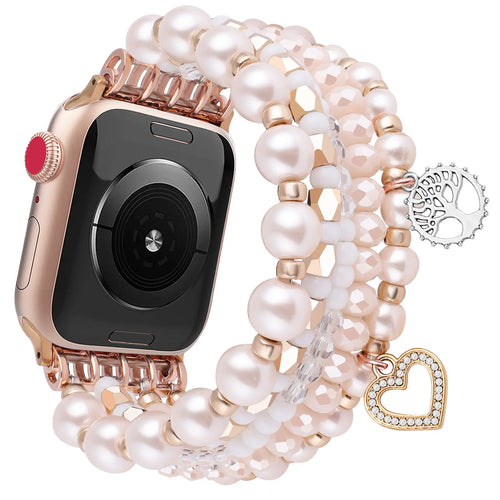 Apple Watch Beaded Pearl Strap (Pink)