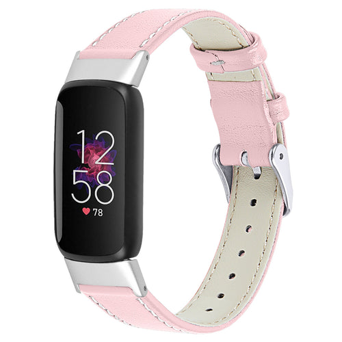 Fitbit Luxe modern leren bandje (roze)