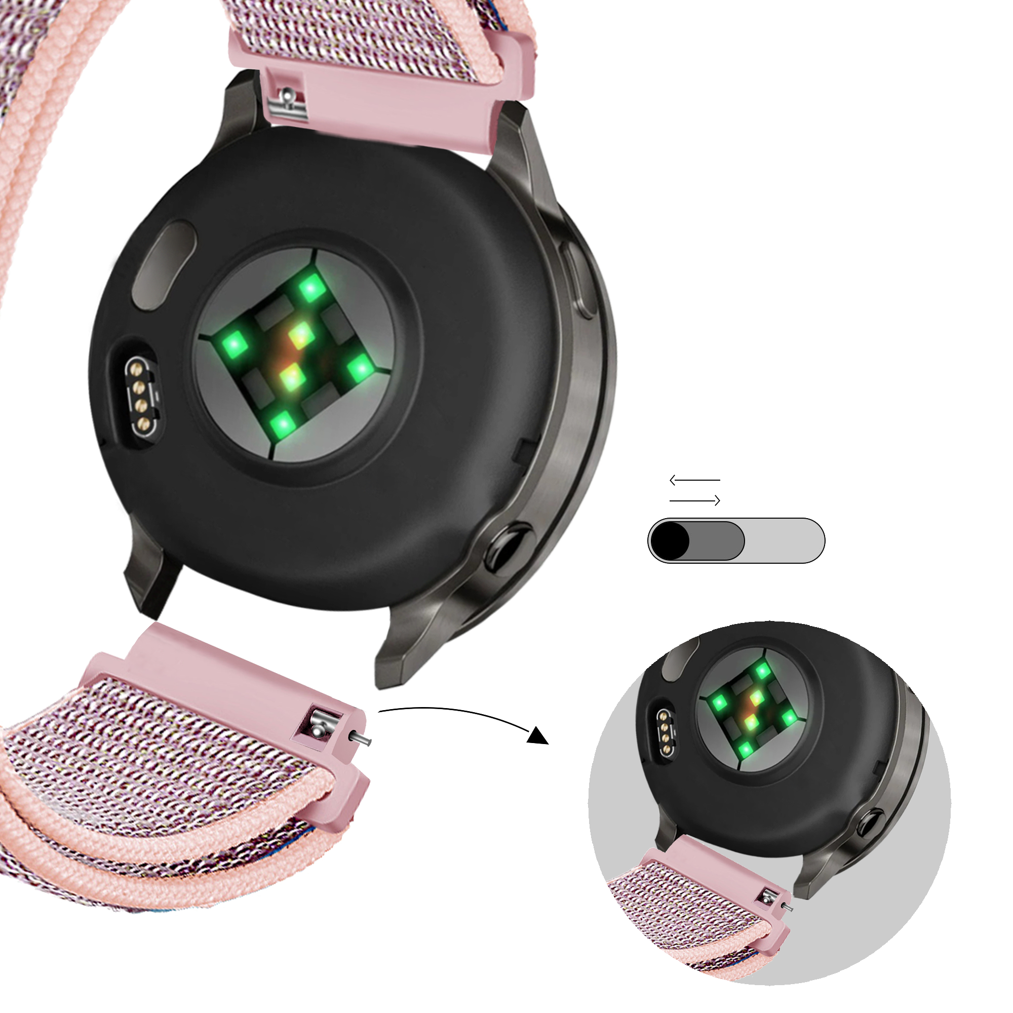 Bandz Garmin Forerunner 70 Nylon Loop Strap (Pink)