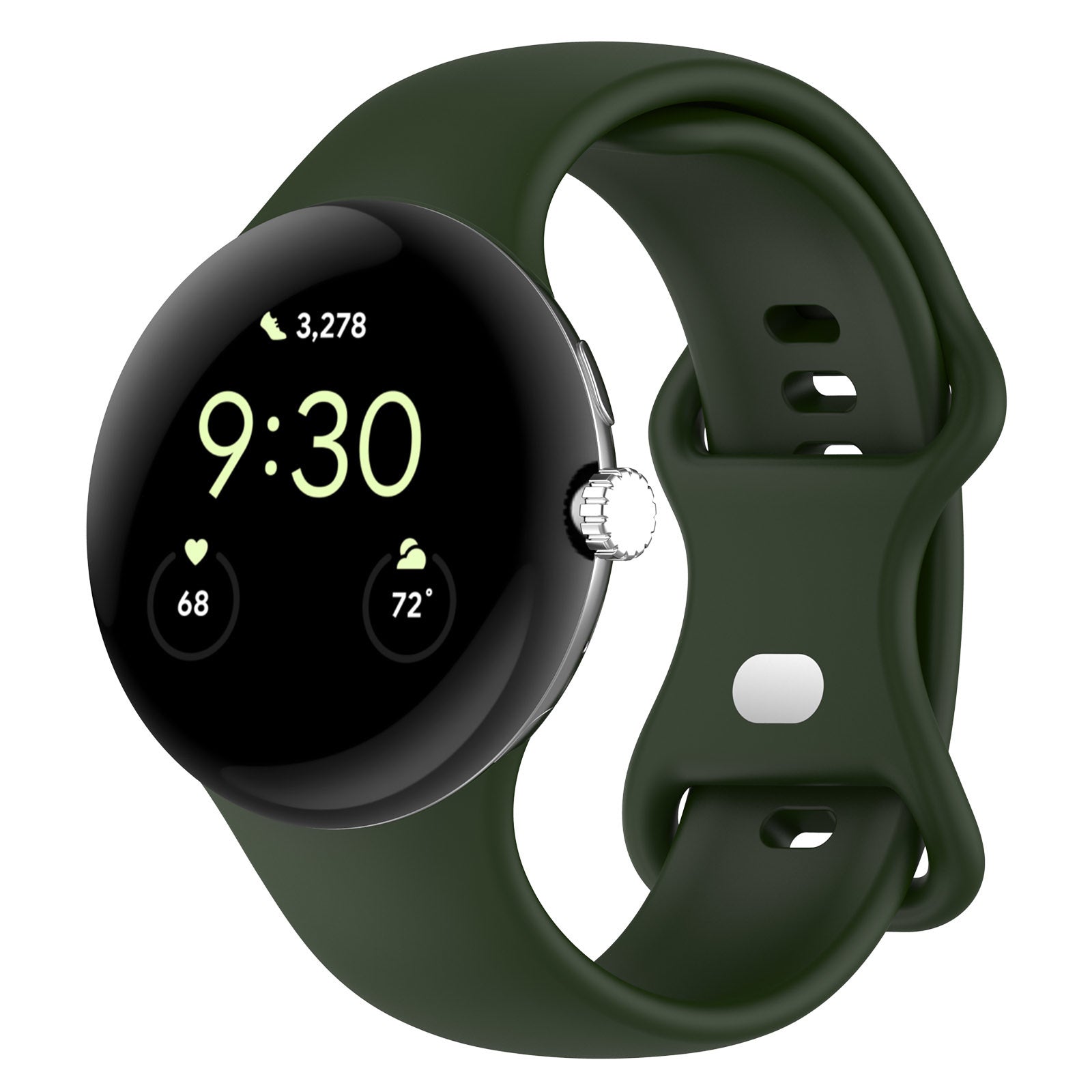 Google Pixel Watch 4 - 45mm siliconen classic bandje (donkergroen)