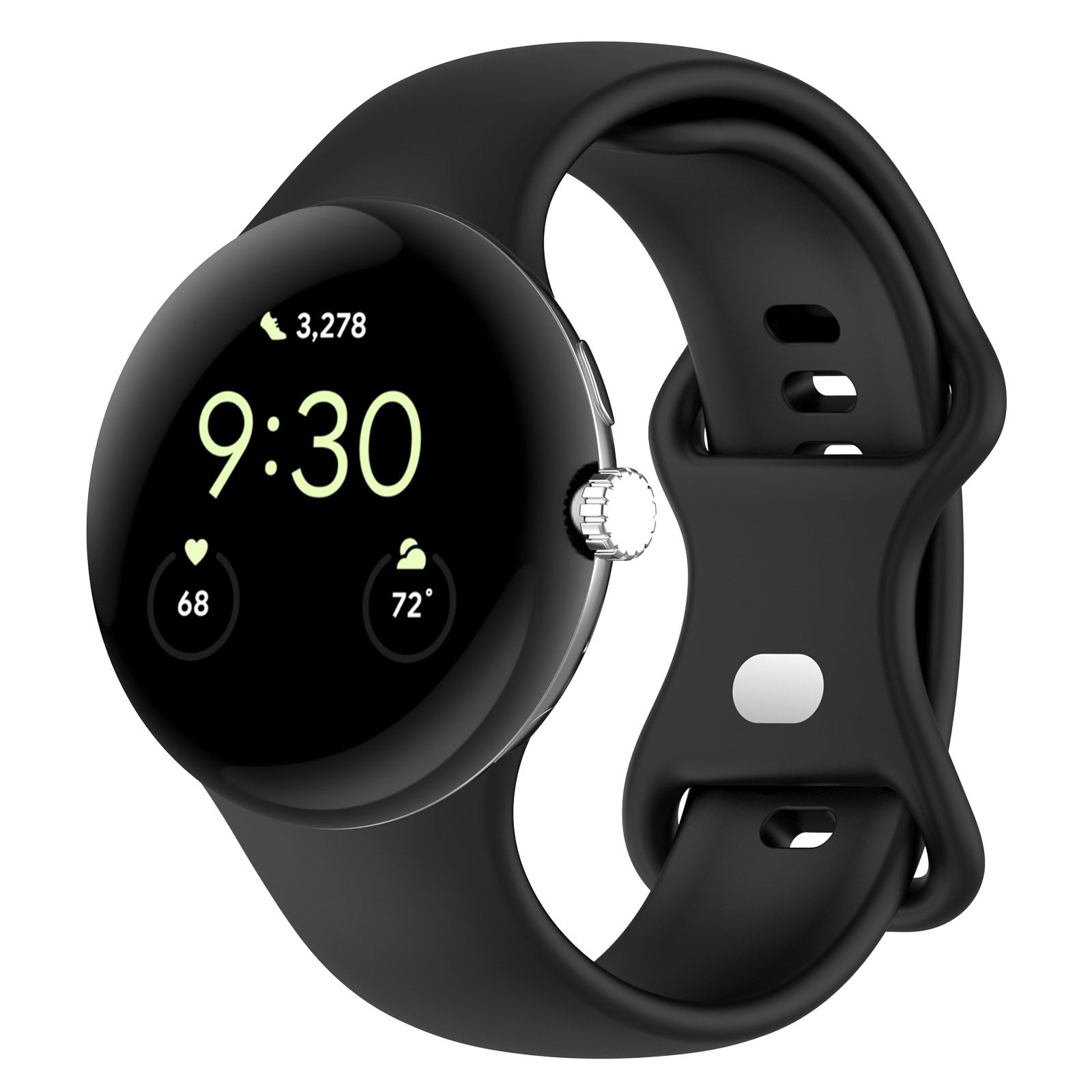 Google Pixel Watch 4 - 45mm siliconen classic bandje (zwart)