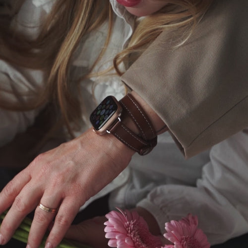 Apple Watch Leather Double Tour Strap (Brown)