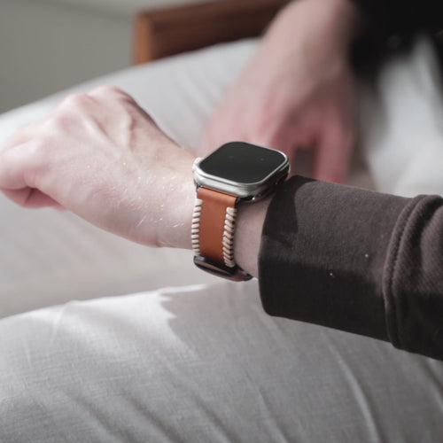 Apple Watch Ultra Stitched Leather Strap (Brown)