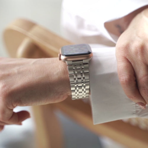 Apple Watch luxe stalen schakel band (sterrenlicht)