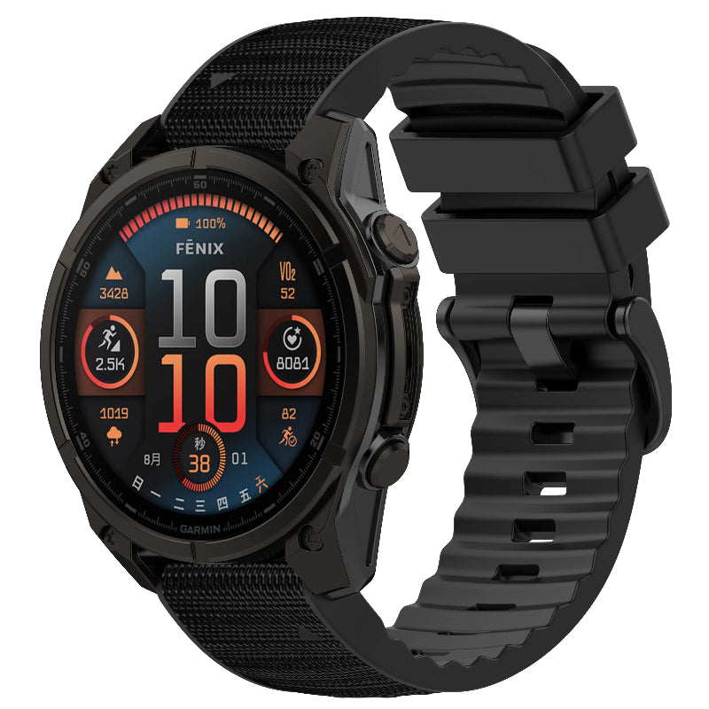 Garmin Quatix 3/6x/7x hybrid nylon band (zwart)