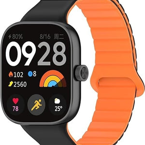 Redmi Watch 4 magnetisch siliconen bandje (zwart/oranje)