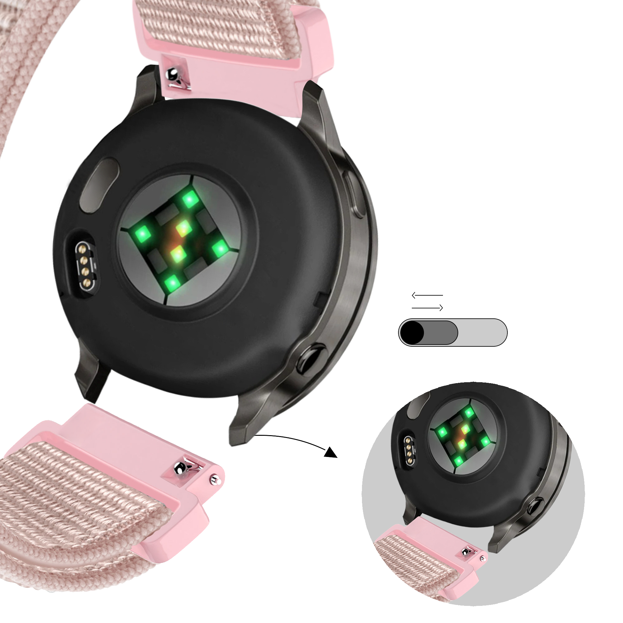 Bandz Garmin Forerunner 265s Nylon Loop Strap (Rose Gold)