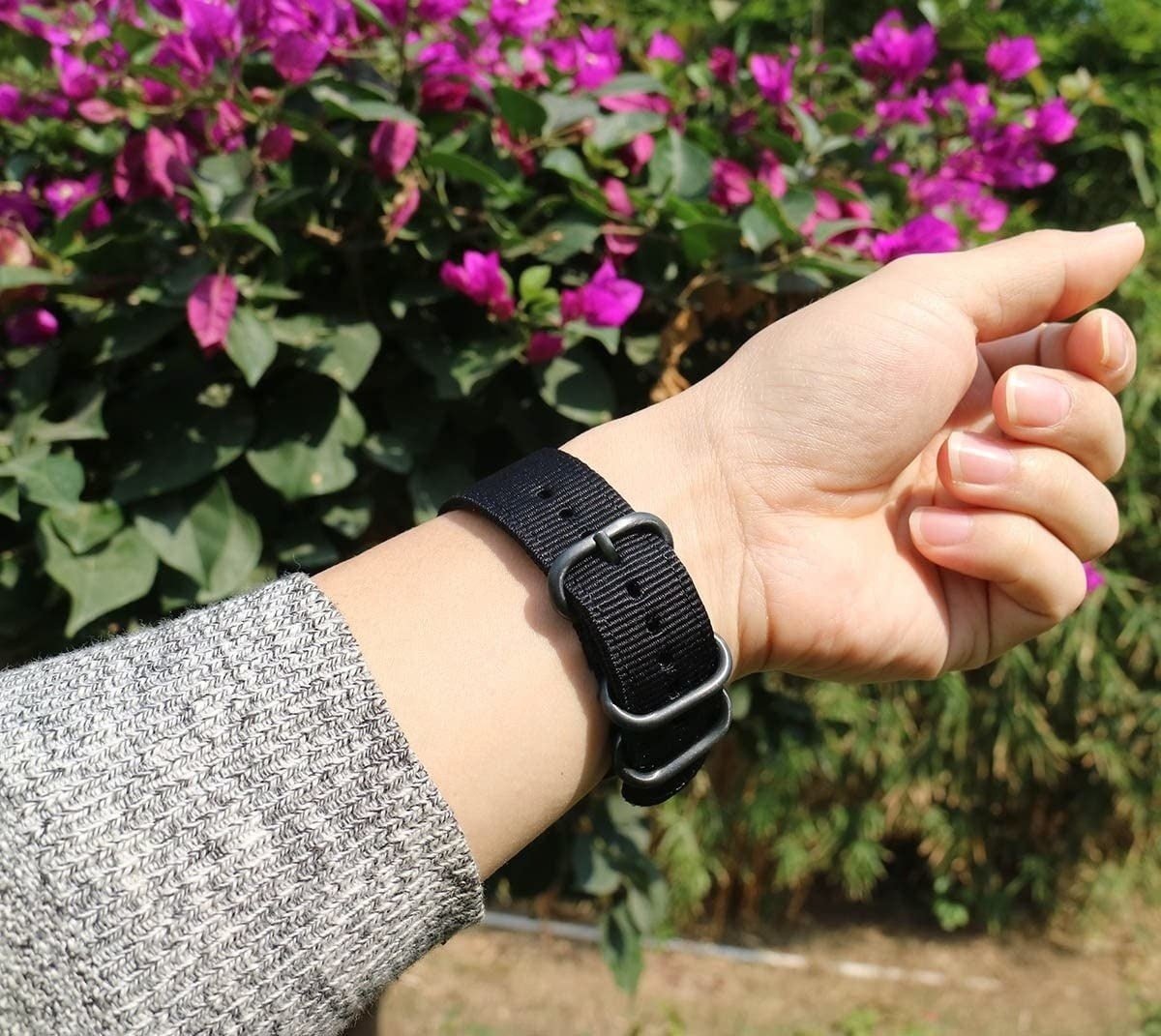 Amazfit GTS 4 nylon gesp band (zwart)