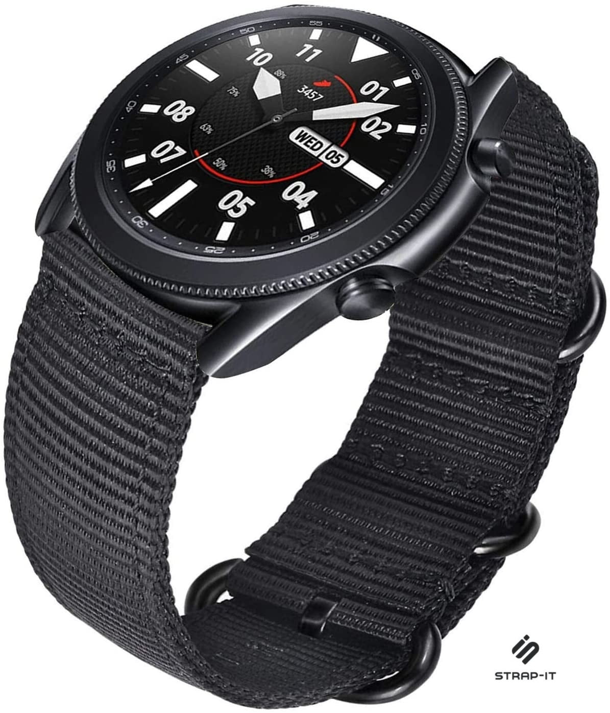 Samsung Galaxy Watch 3 - 45mm nylon gesp band (zwart)