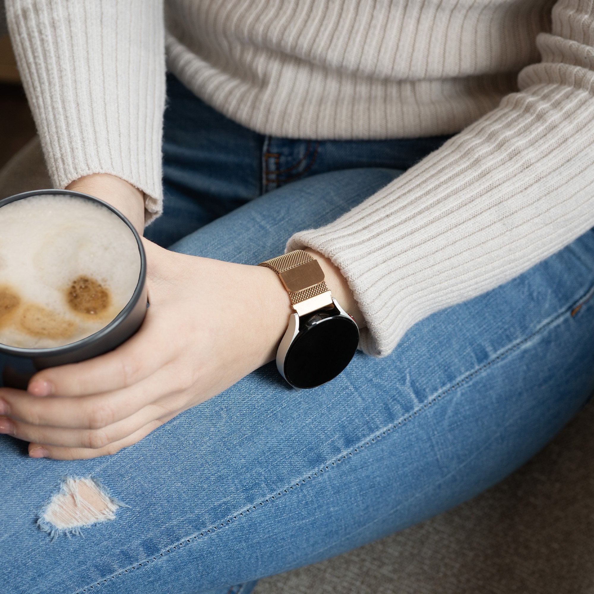 Samsung Galaxy Watch FE Milanese band (rosé goud)