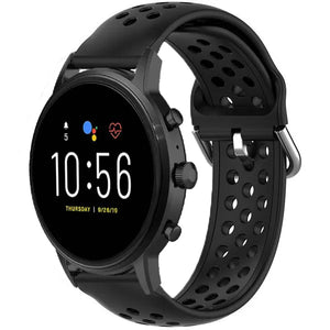 Fossil Gen 4 Explorist (HR) siliconen bandje met gaatjes (zwart)