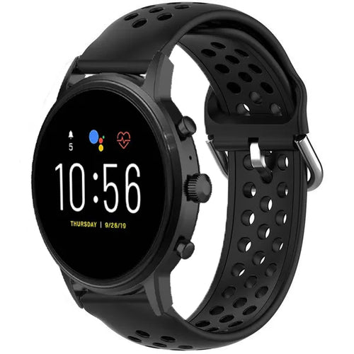 Fossil Gen 4 Explorist (HR) siliconen bandje met gaatjes (zwart)