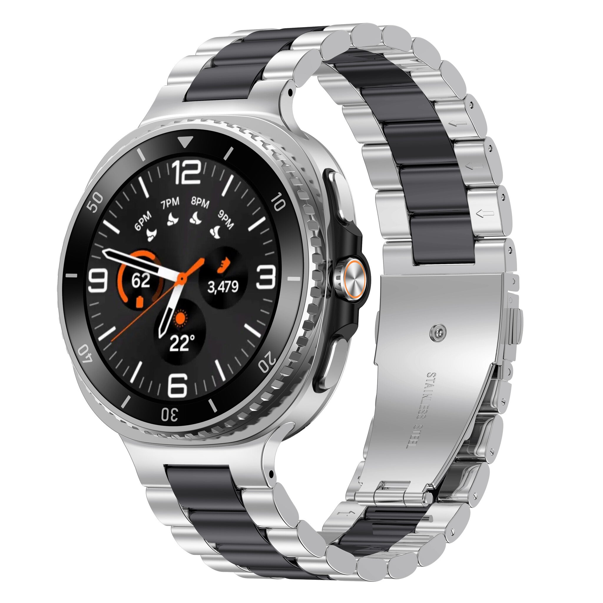 Samsung Galaxy Watch 8 Classic stalen bandje (zilver/zwart)