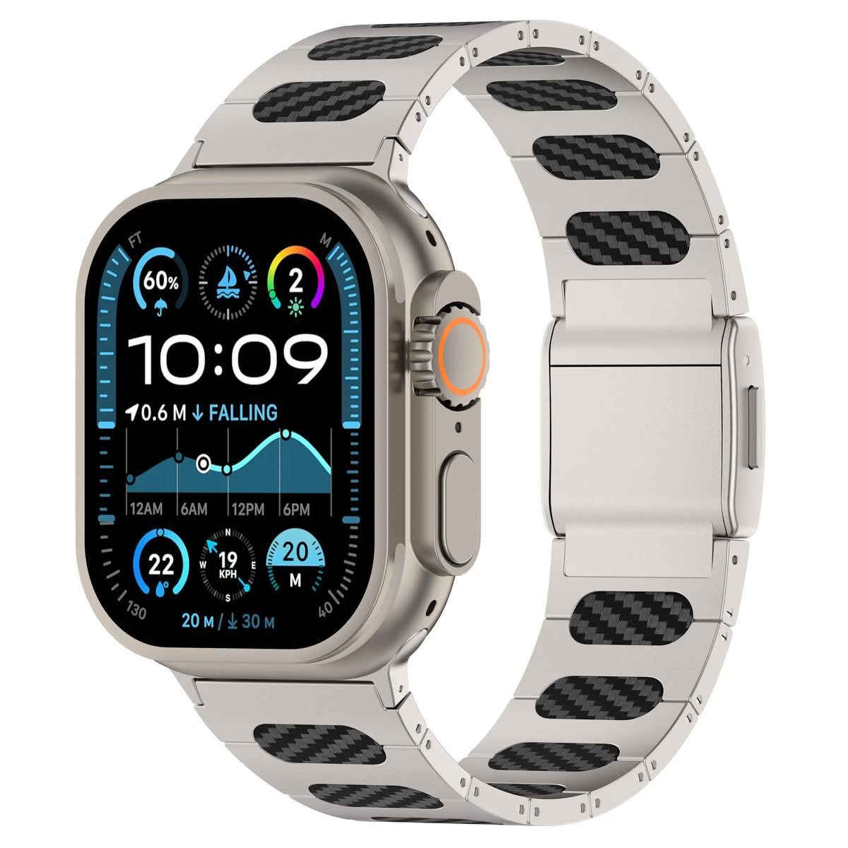 Apple Watch Refined Steel Hybrid Strap (Silver/Carbon)