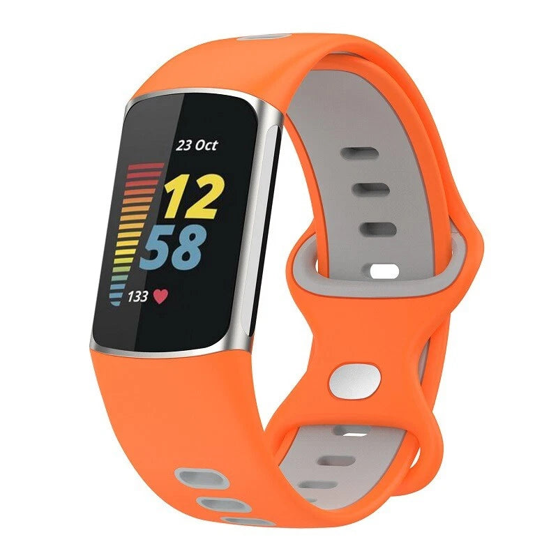 Fitbit Charge 5 sport band (oranje/grijs)
