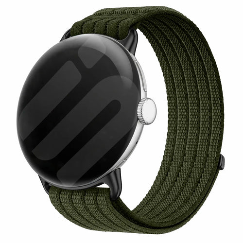 Google Pixel Watch 3 - 45mm ultradunne nylon band (donkergroen)