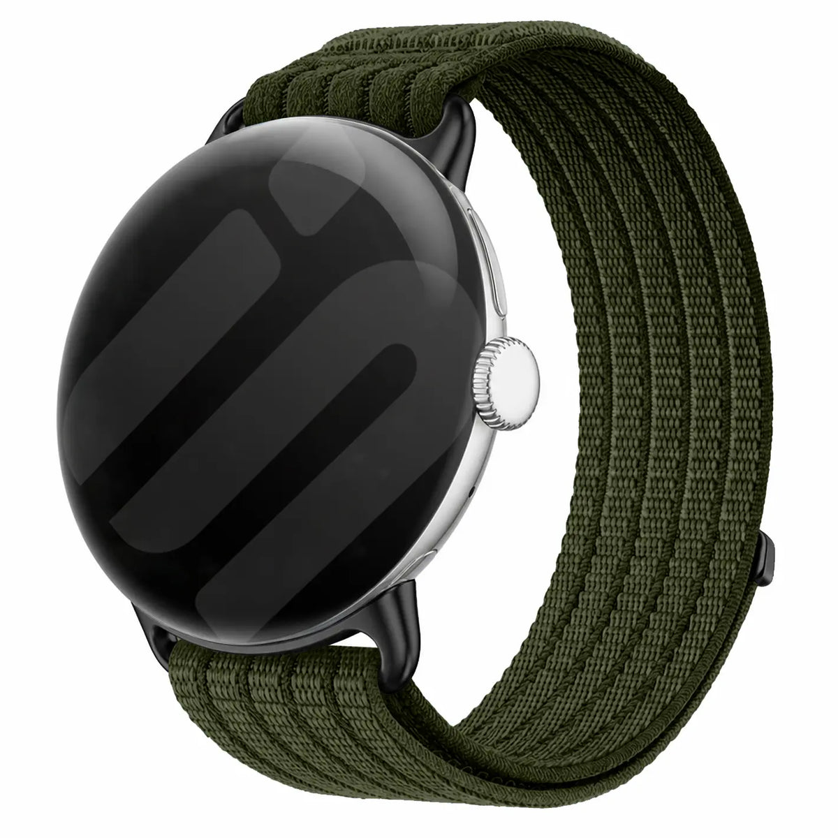 Google Pixel Watch 3 - 45mm ultradunne nylon band (donkergroen)