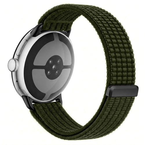 Google Pixel Watch 3 - 45mm ultradunne nylon band (donkergroen)