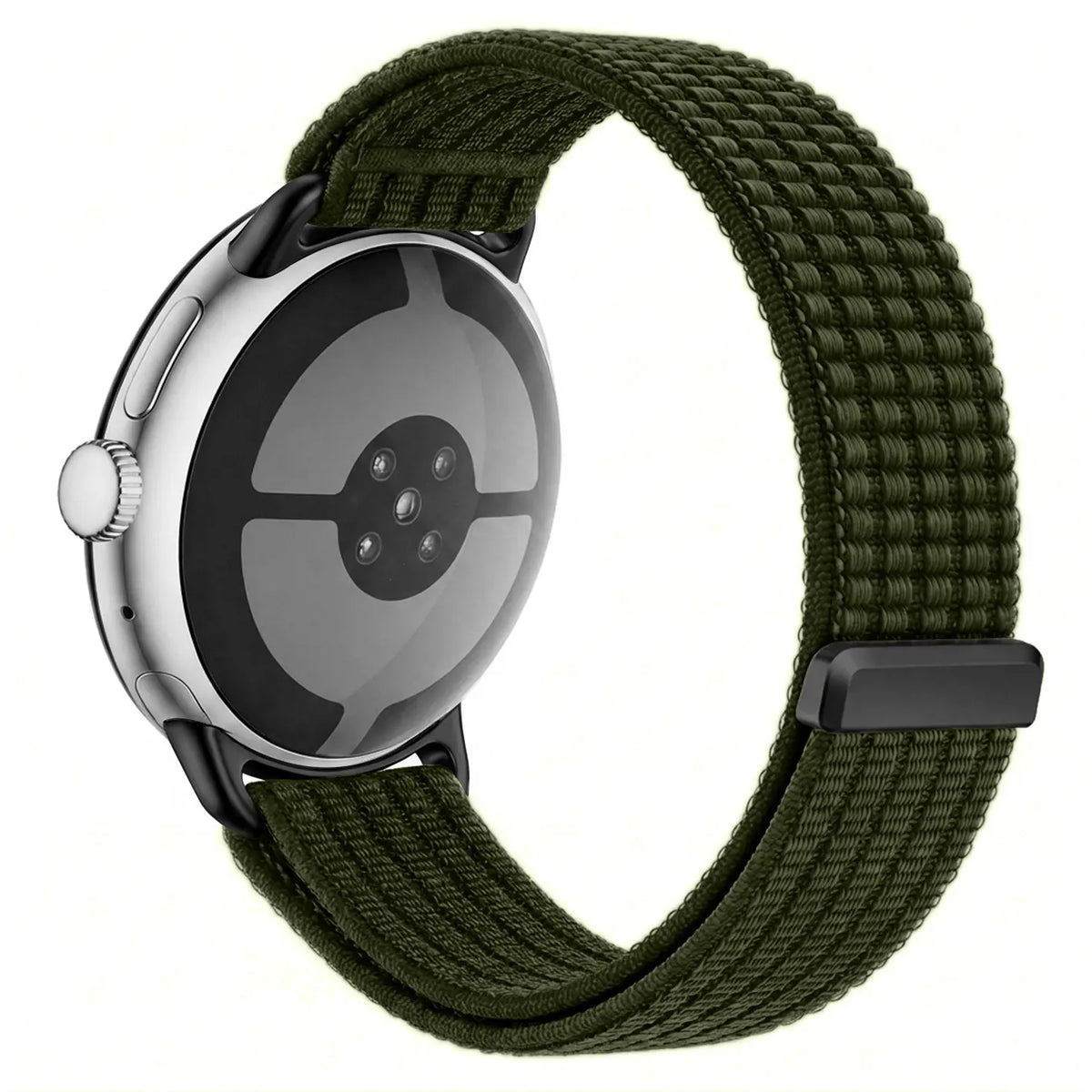Google Pixel Watch 3 - 45mm ultradunne nylon band (donkergroen)
