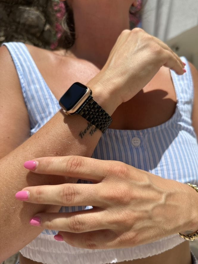 xoxo Wildhearts Apple Watch stalen bandje (zwart)