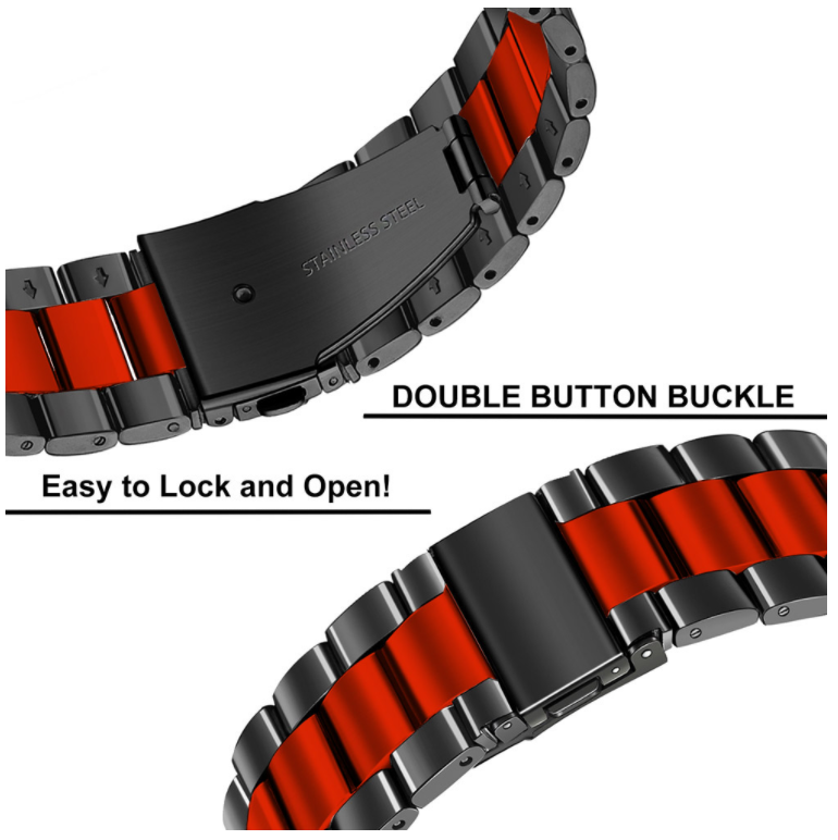 Amazfit Active 2 Steel Strap (Black/Red)