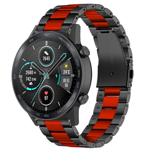 Honor Magic Watch 2 stalen band (zwart/rood)