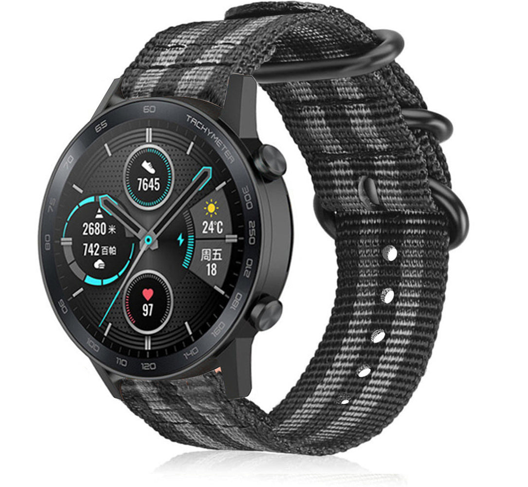 Honor Magic Watch 2 nylon gesp band (zwart/grijs)
