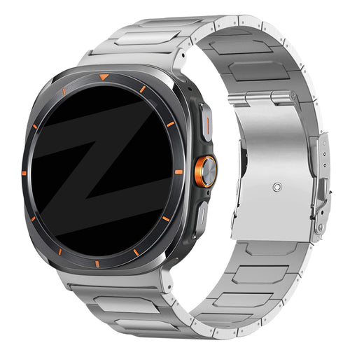 Bandz Samsung Galaxy Watch Ultra 2 titanium band 'Deluxe' (zilver)