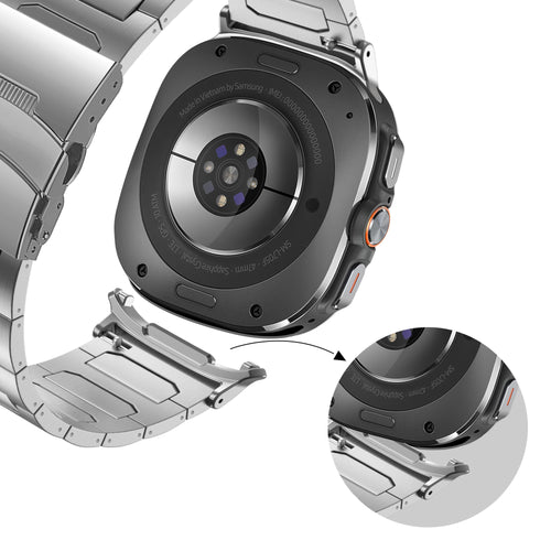 Bandz Samsung Galaxy Watch Ultra 2 titanium band 'Deluxe' (zilver)