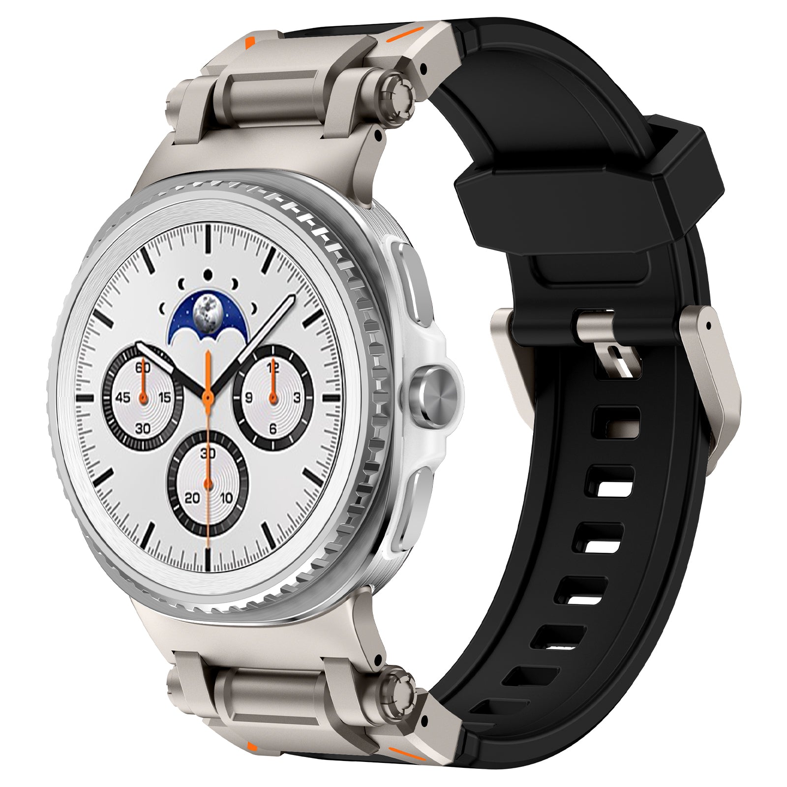 Samsung Galaxy Watch 8 - 40mm 'Explorer' silicone band (zwart met titanium)